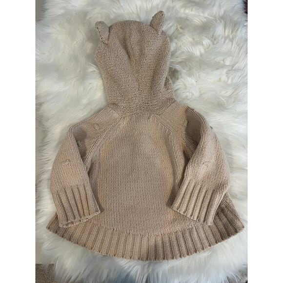 Cat & Jack 12M-18M Toddler Sherpa Long Sleeve Hood Pullover Sweater Bear Cream - Picture 3 of 5